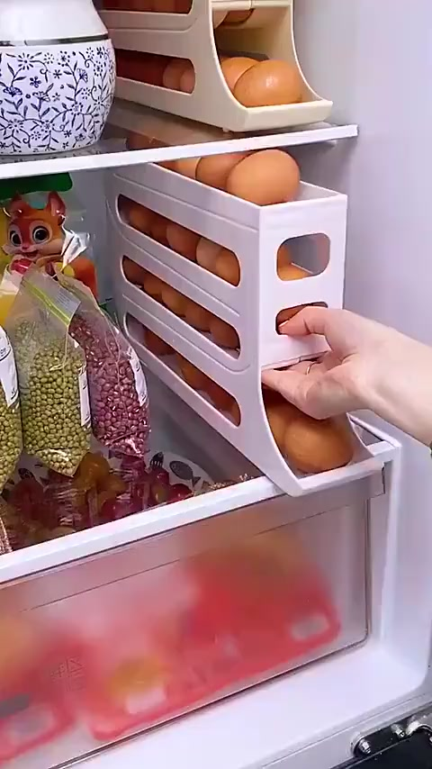 Porta Ovos 4 Andares Rolante em Plástico para Geladeira Organizador 20 a 30 Ovos