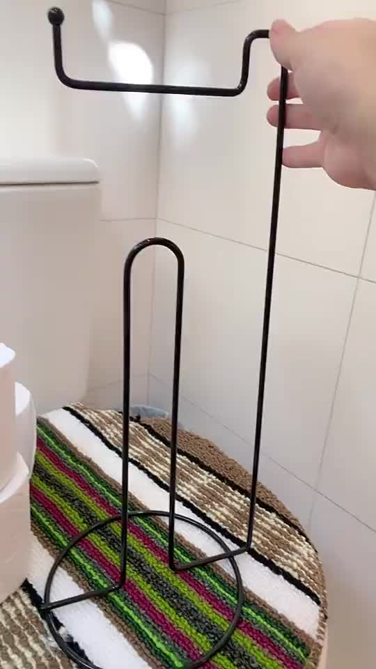Suporte Porta Papel Higiênico P/chão Papeleiro Banheiro Suporte Rolo Cromado Preto Branco