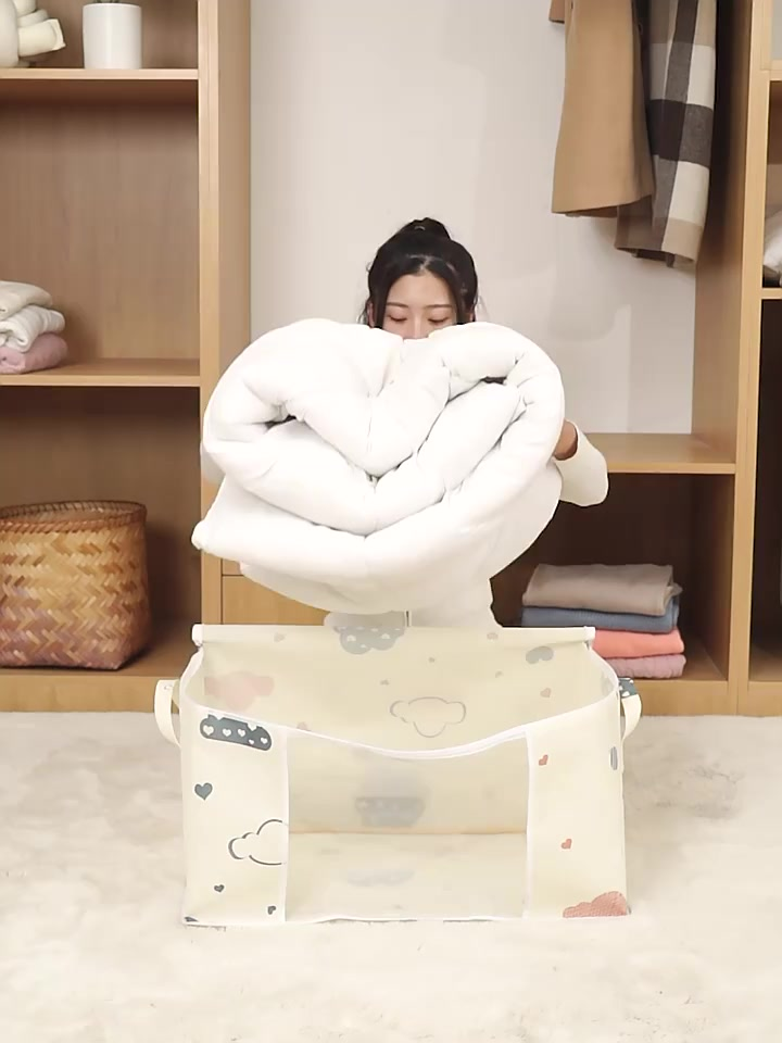 [75L] Caixa Saco Organizador Cobertor Casaco Guarda Roupa Ecológico Anti-Poeira Umidade Insetos Multiuso. OG-121-BC