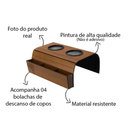 Esteira porta controle com porta copo em mdf apoio de braço de sofá