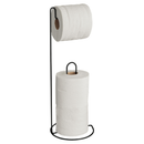 Suporte Porta Papel Higiênico de Chão com Porta Rolo Reserva – Cromado, Preto ou Branco