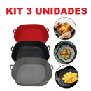 Kit 1 ou 3 Formas de Silicone 16x16cm para Air Fryer e Forno com Alça