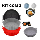Kit 1 ou 3 Formas de Silicone 16x16cm para Air Fryer e Forno com Alça