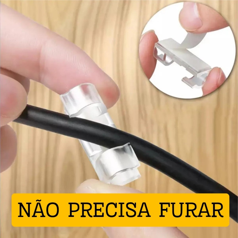KIT Clips Fixador Organizador de Fios e Cabos Autoadesivo TOP