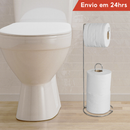Suporte Porta Papel Higiênico P/chão Papeleiro Banheiro Suporte Rolo Cromado Preto Branco