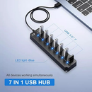 Hub Grande Cabo USB 3.0 Adaptador 7 Portas Alta Velocidade Notebook PC Mouse Teclado 5Gbps Pen Drive