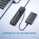 Hub Grande Cabo USB 3.0 Adaptador 7 Portas Alta Velocidade Notebook PC Mouse Teclado 5Gbps Pen Drive
