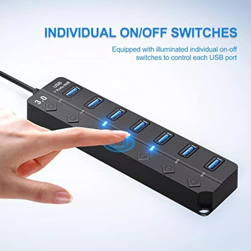 Hub Grande Cabo USB 3.0 Adaptador 7 Portas Alta Velocidade Notebook PC Mouse Teclado 5Gbps Pen Drive