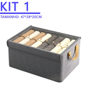 Caixa Organizadora Dobrável com Tampa 47x28x20cm – Multiuso em TNT Resistente