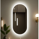 Espelho Oval Orgânico 80x50cm e 40x50cm Com LED ou Sem LED Luz Quente e Fria Banheiro e Quarto