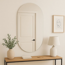 Espelho Oval Orgânico 80x50cm e 40x50cm Com LED ou Sem LED Luz Quente e Fria Banheiro e Quarto