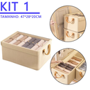 Caixa Organizadora Dobrável com Tampa 47x28x20cm – Multiuso em TNT Resistente