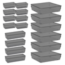 Kit 18 Organizadores Multiuso Modular Gavetas Acrilico Quadrado