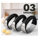 Kit 1 A 3 Espremedores de Alho Manual Inox Amassador