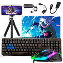 Kit Mobilador One Hand Gamer Completo Para Celular Com Teclado + Mouse Gamer Led RGB