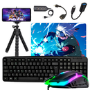 Kit Mobilador One Hand Gamer Completo Para Celular Com Teclado + Mouse Gamer Led RGB