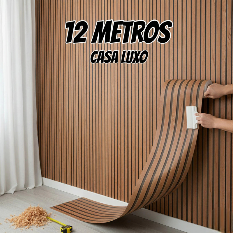 Papel de Parede Ripado Adesivo Premium 1/2/3/6/12 Metros por 50cm – Luxo para Quarto Sala e Casa