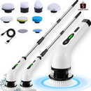 Escova De Limpeza 9 Em1 Recarregavél Elétrica Giratória Com Cabo Alongador