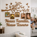 Quadro Decorativo em MDF 10x15– Árvore com Molduras para Fotos de Família