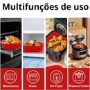 Kit 1/2/3 Formas de Silicone Quadrada 16x16cm Assadeira Air Fryer e Forno Forma para Fritadeira Elétrica com Alça
