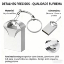 Mini Pendrive original – Chaveiro Metálico USB 2.0 (4GB/8GB/16GB/32GB/64GB/128GB)